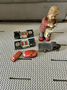  tin plate Showa Retro tin plate toy antique together futoshi hand drum beater doll that time thing Showa Retro tin plate 