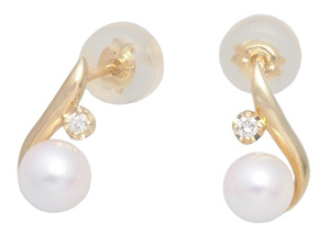 * Miura * Vendome Aoyama VENDOME AOYAMA Akoya pearl diamond design earrings AGVA1388__PA K18YG present goods 