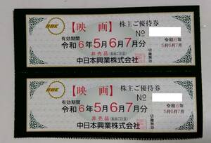 中日本興業 株主優待券　２枚 ２０２４年7月末まで