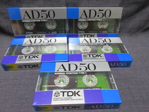 カセットテープ　TDK 　AD５０　ノーマル　５０分 を５本で！