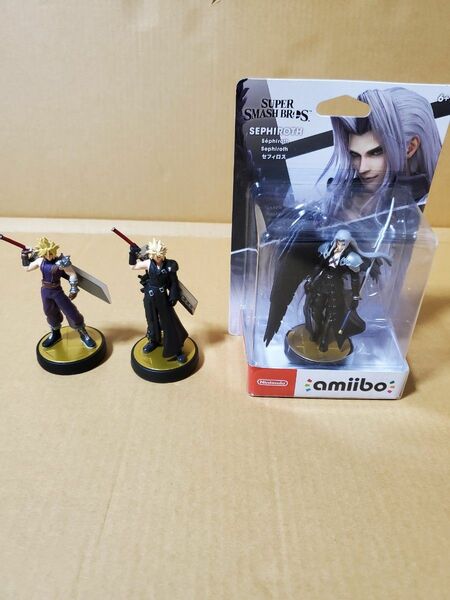 amiiboセフィロス(新品未開封)とクラウド2種の中古　大乱闘スマッシュブラザーズシリーズ