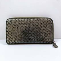 133【中古】BOTTEGA VENETA ボッテガヴェネタ イントレチャート ラウンドファスナー 長財布 ジップアラウンドウォレット レザー 現状品_画像1