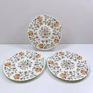 196[ used ]MINTON HADDON HALL Minton is Don hole green medium-sized dish plate 3 pieces set brand floral print bo-n tea ina Western-style tableware present condition goods 