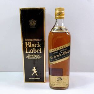 107【未開栓】Johnnie Walker Black Label ジョニーウォーカー ブラックラベル 金キャップ スコッチ ウイスキー 750ml 43％ 古酒 箱 現状品