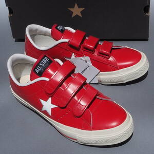 デッド!! 未使用!! US 7 1/2 / 26cm 希少カラー 日本製 converse ワンスター ベルクロ V-3 RED 赤 レザー 箱付き MADE IN JAPAN