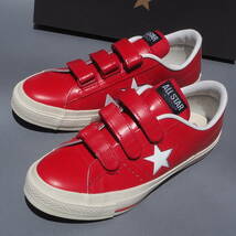 デッド!! 未使用!! US 7 1/2 / 26cm 希少カラー 日本製 converse ワンスター ベルクロ V-3 RED 赤 レザー 箱付き MADE IN JAPAN_画像2