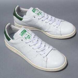 美品!! 27.5cm 限定 2014年製 adidas STAN SMITH スタンスミス 白x緑 ガラスレザー 天然皮革