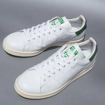 美品!! 27.5cm 限定 2014年製 adidas STAN SMITH スタンスミス 白x緑 ガラスレザー 天然皮革_画像2