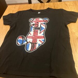 中古 Graniph グラニフ bear ベア UK ユニオンジャック ブラック Tシャツ M 送料¥185
