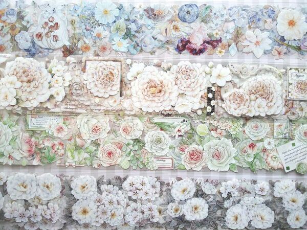 【切り売り】海外マステ 装飾マステ 様々な花 4種セット