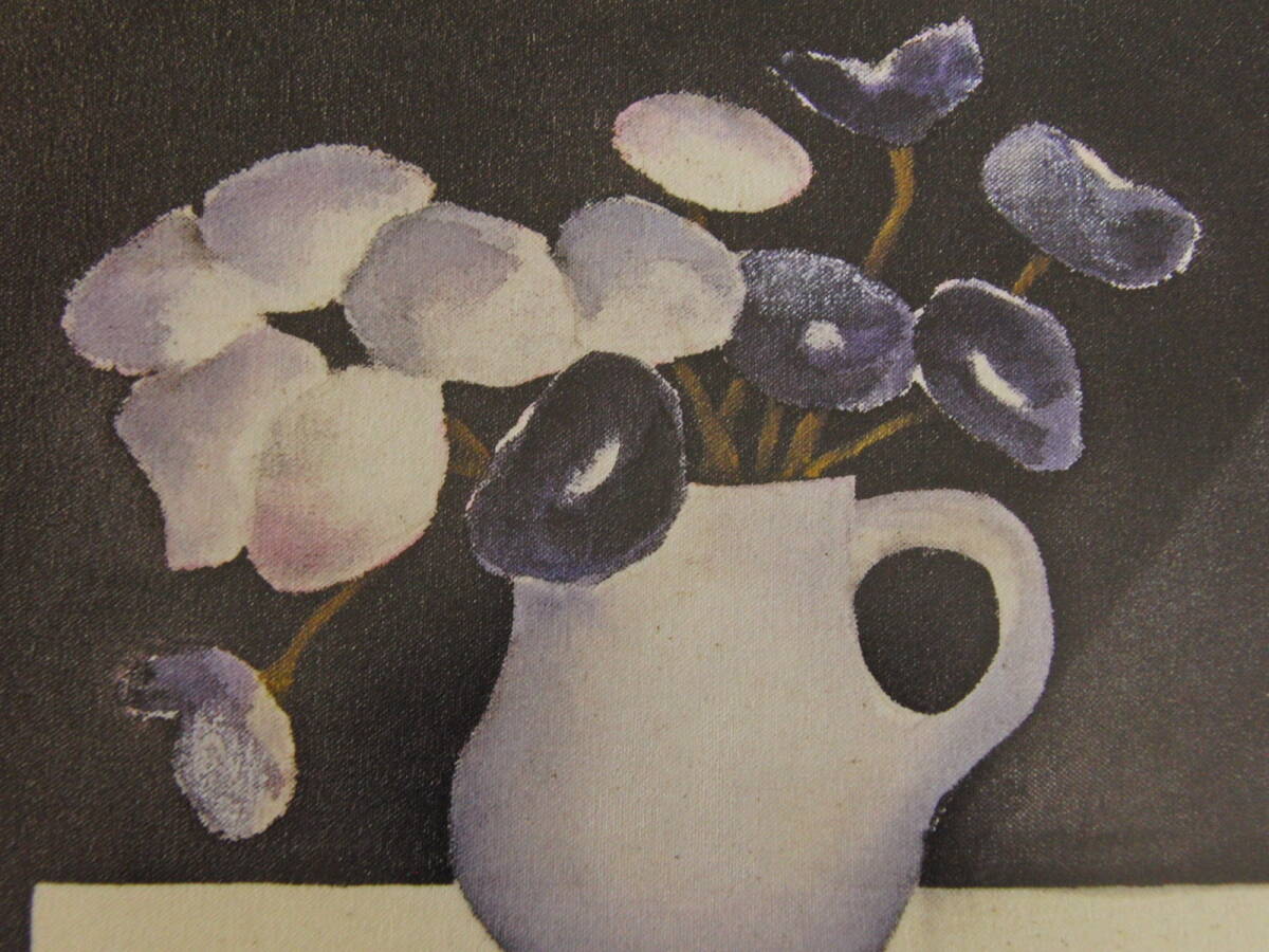 渡部吟子, 【黒の光彩 花】, 希少な額装用画集より, 厳選, 新品額装, マット額装付, 状態良好, 日本人画家, 絵画, 油彩, 静物画