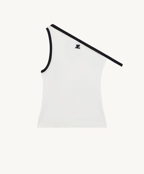 courreges ASYMETRICAL CONTRAST TANK TOP コントラストトリム タンクトップ