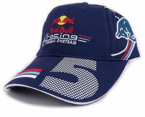 Formula 1 フォーミュラ1 Red Bull racing レッドブルレーシング no.5 Vettel ドライバーズカーブバイザーキャップ (ネイビー)[並行輸入品]