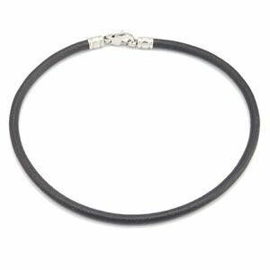  BVLGARY choker black silver metal fittings leather metal used necklace accessory lady's men's 