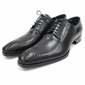 ルイヴィトン メンズシューズ ブラック レザー サイズ7 1/2 中古 ビジネスシューズ レースアップ 黒 メンズ 男性 革靴