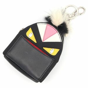  Fendi bag charm bag bagz Monstar 7AR457 black nylon leather used pouch key holder 