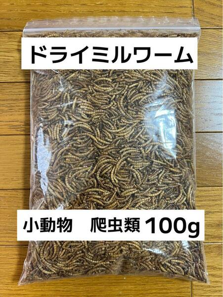 ドライミルワーム100g 嗜好性抜群 高淡白フード 爬虫類 小動物 送料無料！