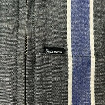 良品/XLサイズ★シュプリーム/Supreme デニム ジップパーカー フーデットジャケット 青ストライプ 薄手 ロゴ刺繍 メンズ グレー_画像6