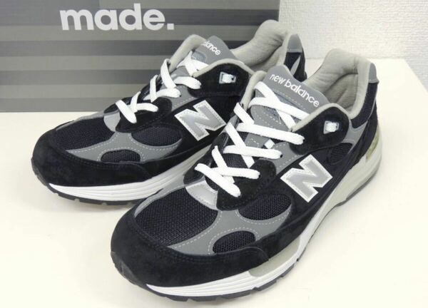 極美 27.5cm 国内正規 ニューバランス NEW BALANCE USA製 M992 EB スエード ランニング スニーカー US 9.5 D 黒 ブラック M992EB