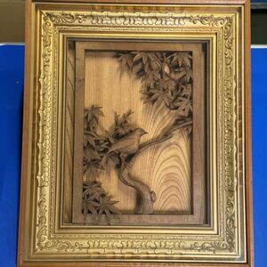  frame ( interior antique fine art handicraft retro antique bird maple handmade )[H79]