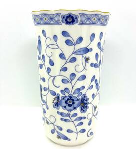 未使用　NARUMI　ナルミ　ボーンチャイナ　フラワーベース　金縁　陶器　花瓶　置物　インテリア　高さ18㎝/3508