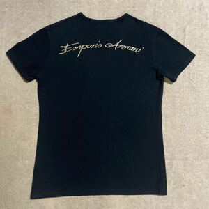 エンポリオアルマーニ ■ イーグルロゴ刺繍ワッペン&バックブランドロゴ！半袖Tシャツ XLサイズ　EMPORIO ARMANI 