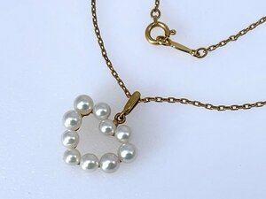 MIKIMOTO ミキモト K18YG ネックレス アコヤ真珠 ベビーパール ハートモチーフ 約3.4ｇ[03-3896