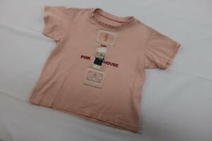 * packet shipping / including in a package un- possible [ sending 400 jpy ]1053 BABY PINK HOUSE Pink House Kids short sleeves T-shirt cut and sewn pink S cotton 100% made in Japan 