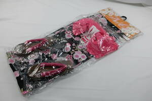 * снижение цены не возможно [ отправка 900 иен ] 1098 Misayama женский юката 3 позиций комплект юката obi geta японский костюм чёрный цветочный принт 153~168.