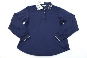 *[S sending 900 jpy ]1260 Christian Dior Christian Dior lady's sport wear polo-shirt with long sleeves navy L with logo 