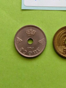 外国コイン　ノルウェー　(Rー１４９)　古銭　５０オーレ硬貨　１９２９年