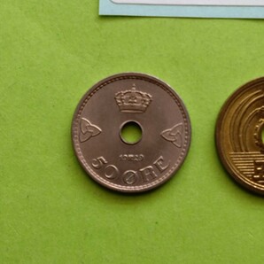 外国コイン ノルウェー (Rー１４９) 古銭 ５０オーレ硬貨 １９２９年の画像3