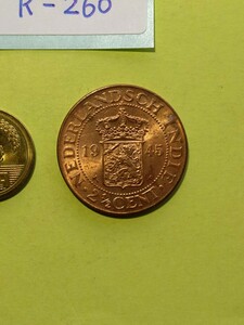 外国コイン　オランダ領　東インド　(Rー２６０)　古銭　２１/２セント硬貨　１９４５年 　