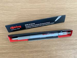 ラスト１本！【未使用・箱付】rOtring ロットリング 600 芯(リード)ホルダー 2.0mm シルバー 金属製 / Full Metal Mechanical Pencil