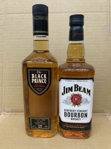 未開栓古酒2本セット　THE BLACK PRINCEザ・ブラック・プリンス スコッチ ウイスキー特級/jim beam バーボン　750ml 43% 