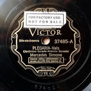 SP盤SPレコード　アルゼンチン盤　PLEGARIA　CANTO SIBONEY　タンゴの貴婦人　メルセデス・シモーネ　美麗盤 