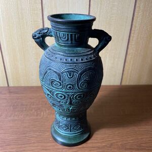 青銅花瓶　19cm 花瓶 花器 壺 インテリア アンティーク 置物 銅製