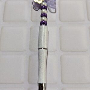カスタムボールペン パールホワイト チャーム付き