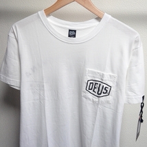 【未使用】DEUS EX MACHINA デウス エクス マキナ ポケット Tシャツ ホワイト プリント ロゴ S_画像3