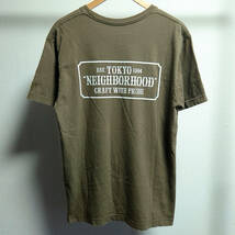 NEIGHBORHOOD (ネイバーフッド) 半袖 Tシャツ ロゴ プリント カーキ色 コットン M_画像1