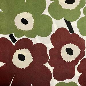 marimekko　ハーフカットクロス／はぎれ　ピエニウニッコ　ブラウン×グリーン　廃番色　68×50cm　マリメッコ