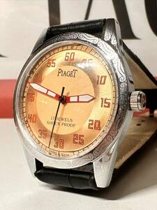 ヴィンテージ ピアジェ PIAGET ゴールド文字盤 手巻き ユニセックス腕時計 ショックプルーフ ムーブメント 17jewels スイス製 再生品 