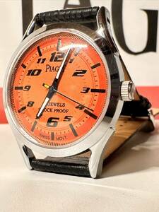 ヴィンテージ ピアジェ PIAGET オレンジ文字盤 手巻き ユニセックス腕時計 ショックプルーフ ムーブメント 17jewels スイス製　再生品 