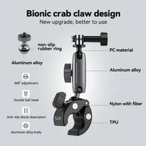 GoPro用 アルミ合金製延長ポール付き アクションカメラ クランプマウント スマホホルダー付き Insta360/DJI/SJCAM/EKEN/IPhone/Samsung対応_画像2