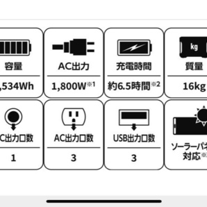 【未使用2個】JVC製ポータブル電源 BN-RB15-C 1,534Wh ハイパフォーマンスモデルの画像6