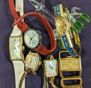  Showa era elegant BUREN Chandler etc. lady's hand winding machine clock immovable goods together necessary mainte junk 