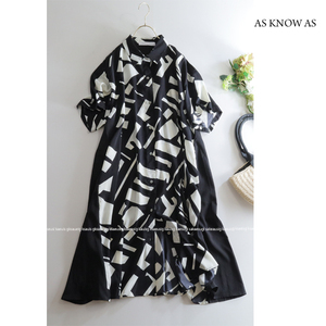 AS KNOW AS plusaznouaz* adult wonderful! Monotone . what . pattern shirt One-piece 