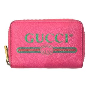 グッチ GUCCI グッチプリントコインケース 496319 ピンク レザー コインケース レディース 中古