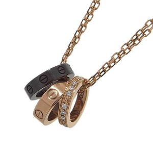 カルティエ Cartier ラブ スリーフープ ダイヤモンド ネックレス K18PG ジュエリー 中古