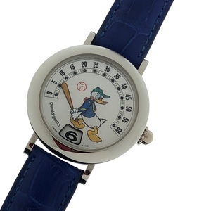 jelarudo*jentaGerald Genta retro fantasy Donald Duck G36.32.7 white shell SS/ original leather belt wristwatch men's used 